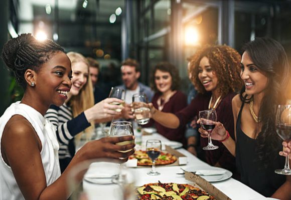 Shot of friends having a dinner party at a restaurant